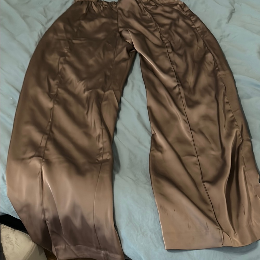 Stylish Brown Satin Pants